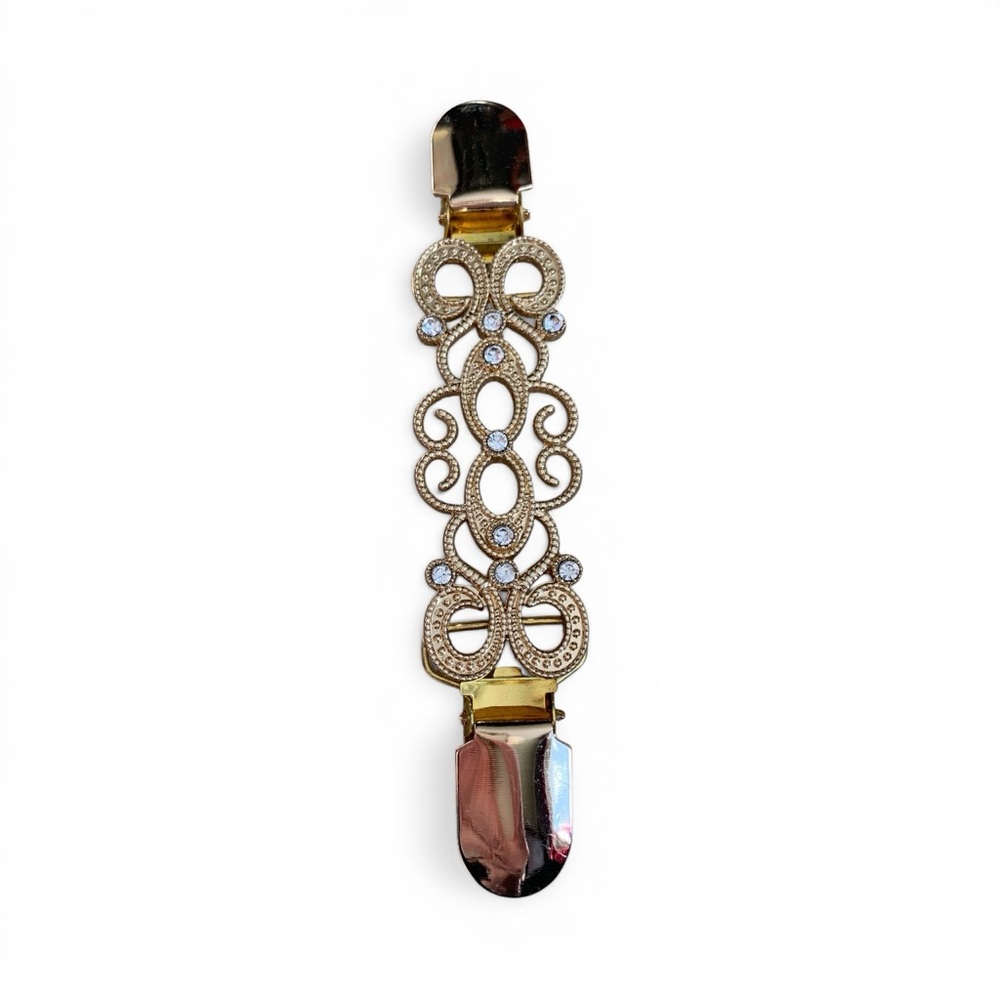Gold Filigree Crystal Accent Women’s Bracelet Clip